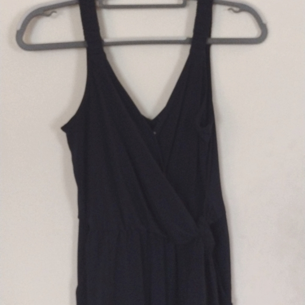 Blue wide leg romper bodysuit